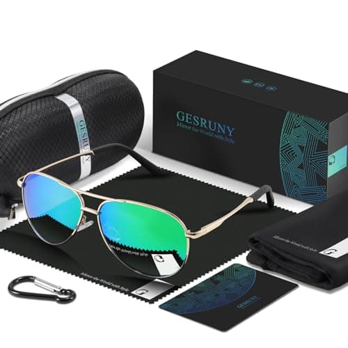 gesruny Polarized Aviator Sunglasses for Men Women - Classic Shades Retro Sun Glasses Driving Lightweight UV Protection