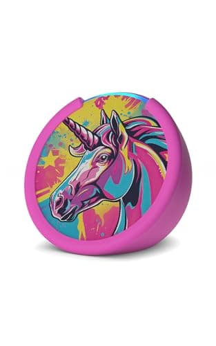 Amazon Echo Pop Kids (newest model), Enjoy age-appropriate audiobooks, interactive games and Alexa+ experiences to create and learn, Unicorn design