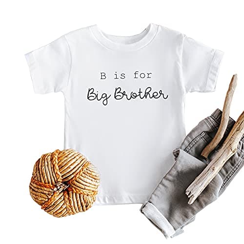 IOEGW Kids B is for Big Brother T-Shirt Funny Pregnancy Announcement Gifts Shirt Cute New Baby Sibling Tee Tops White 5T