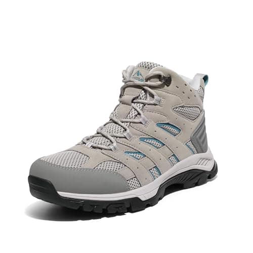 NORTIV 8 Women's Waterproof Hiking Boots Outdoor Trekking Mid Backpacking Mountaineering Lightweight Boots,Size 5.5W,Light Grey-Matte,NWUWHB2501