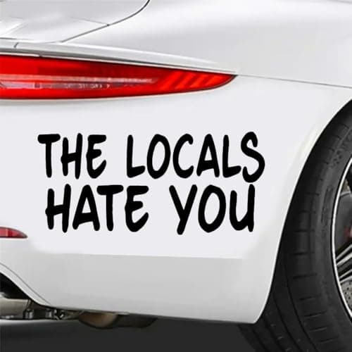 2pcs 5.91''x2.76'' The Locals Hate You Vinyl Car Sticker, Waterproof Self-Adhesive Decorative Sticker, Suitable for Car, Motorcycle, Laptop, Window and More |CZ376 (Black)