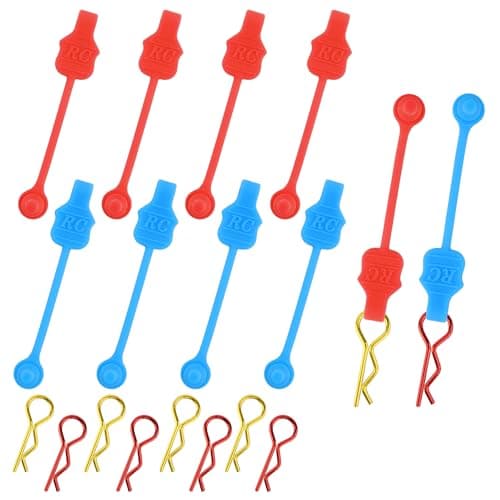 GDOOL 1.0mm RC Cars Body Clips with Pull Tabs for Universal 1/14 1/16 1/18 SCX24 Remote Control Car Compatible with Redcat HPI Himoto HSP Exceed Truck Buggy(8 Pieces, Blue & Red)