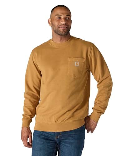 Carhartt Men's Durham Garment Dyed Crewneck Sweatshirt, Carhartt Brown, Small