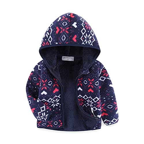 Mud Kingdom Little Boys Jacket with Hood Fleece Lined Full Zipper Dark Blue Snowflake 5T