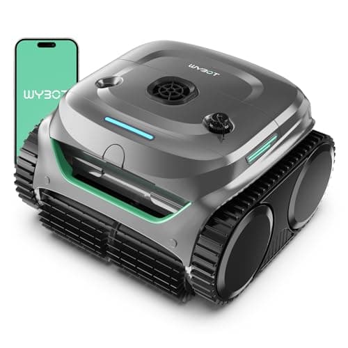 WYBOT C2 Cordless Robotic Pool Cleaner, Dual Filtrations, Floor, Wall &Waterline Cleaning, App Scheduling, Smart Navigation, Pool Vacuum for Inground Pools (Carbon Gray with Green Handle)