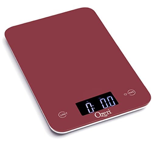 Ozeri Touch Professional Tempered Glass Digital Kitchen Scale, Red Engine