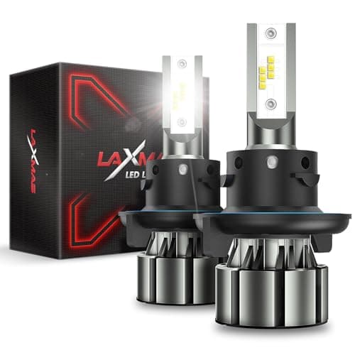 Laxmas 2025 Upgraded H13 LED Light, 5X Super Brightness, H13/9008 Bulbs, 6000K Cool White for Powersports ATV/UTV, 50000HRS+ Lifespan, 5 Min installation, 1:1 Mini Size,Pack of 2