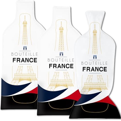 JIMMY THE FOX | Reusable Wine Bags for Travel | 3-Pack | Durable Triple-Layer Bottle Protector Sleeve | Leak-Proof & Impact-Resistant | Airplane & Cruise Luggage | Wine Lover Gifts - Bottle France