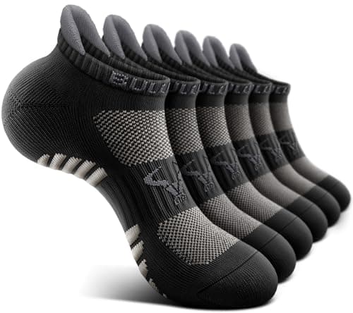 BULLIANT Men Running Socks,Active Ankle Socks No Show For Men With Cushioned Footbed Arch Support Breathable Wicking(6Pairs,Shoes Size:Men 10-12)