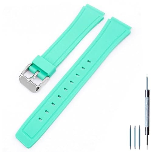 Lijinlan Fit for Casio F-84/F-91W/F-94/F-105/F-106/F-108/A158/A168/AE1200 Watch Band, Soft TPU Replacement Watchband Strap for Women Men (LightGreen)