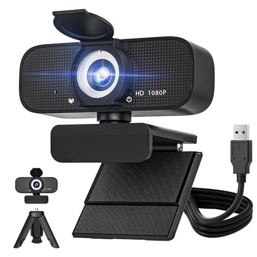 SZGIARUY 1080P Full HD Webcam with Built-in Microphone and Rotatable Tripod, Privacy Cover, for Desktop PC or Laptop Computer-Style1