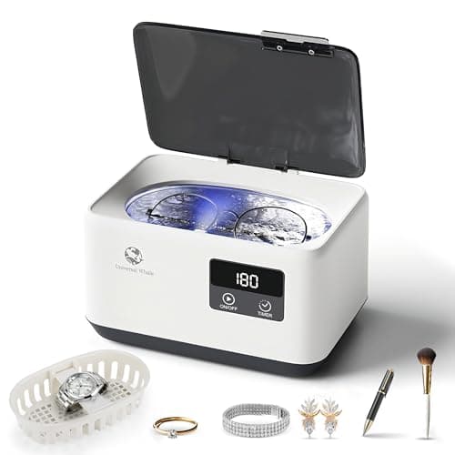Ultrasonic Jewelry Cleaner 45KHz, 20oz Ultrasonic Cleaner with Cleaning Basket, 304 Stainless Steel Tank & 5 Modes, Ultrasonic Cleaner Machine for Jewelry, Glasses, Retainer, Watch Straps, Denture
