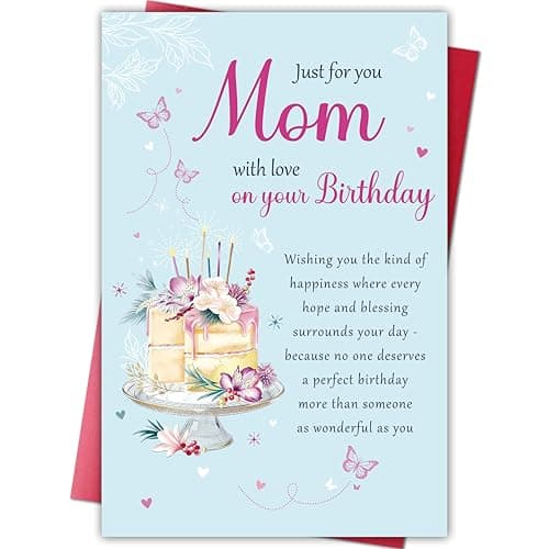 Cheeklee Birthday Card Gift for Mom, Happy Birthday Card for Mom from Daughter Son, Loving Appreciation Gift for Her