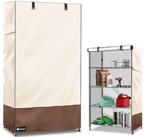 Exokugo Wire Shelf Cover,600D Heavy Duty 100% Waterproof Shelf Covers for Wire Shelving,Outdoor Storage Shelves Cover for Metal Rack,48" W x 20" D x 72" H,Beige & Brown