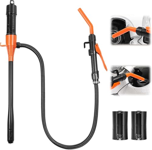 Orsithc Electric Fuel Transfer Pump 2.8 GPM, Portable Battery Powered Hand Fuel Pump with Adjustable for Vehicles, Boats, Lawn Equipment, Emergency & Home Use - Orange Red