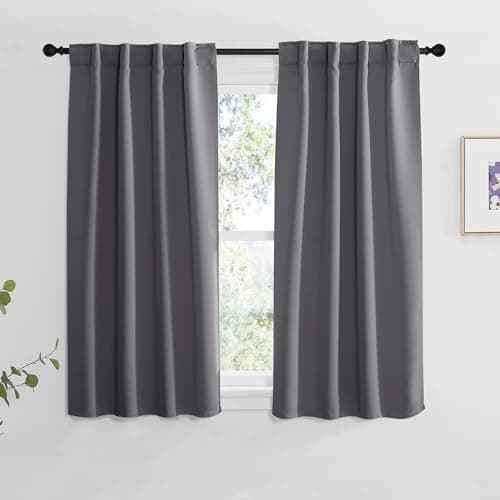 NICETOWN Blackout Curtain Panels for Living Room - (Grey Color) 34x48 inch, 2 Panels Set, Room Darkening Blackout Drapes for Window