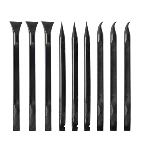 BLAZWF 9 Pack 5.5in Black Carbon Fiber Scraper Tool, Non-Scratch Detailing Brush Set Multi-Purpose Plastic Scraper, Easy Clean Tool for Small Narrow Spaces and Stickers Labels