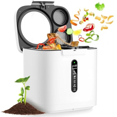 4L Electric Composter for Kitchen, Full Sized Countertop Compost Bin with Visible Lid, Auto Cleaning, Odor Control, Smart LED Display, One-Touch Indoor Food Waste Recycler for Dry Pre-Compost