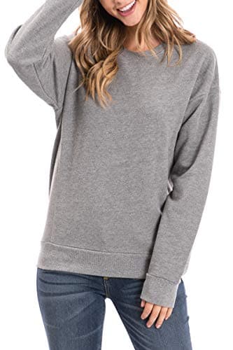 Urban Look Casual Loose Fit Fleece Pullover Sweatshirt (2X, Solid H Grey)