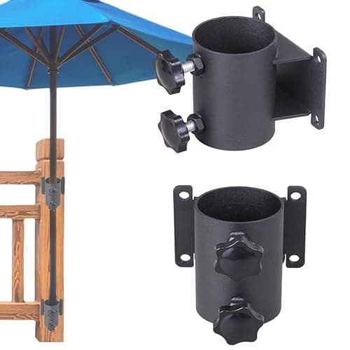 YZZHAJ Patio Umbrella Holder Heavy-Duty Adjustable Metal Sun Umbrella Clamp Stand Umbrella Clamp Mount Bracket for Deck Railing,Outdoor Courtyard,Balcony,Boats(Fit Max OD 2 inch) (2)