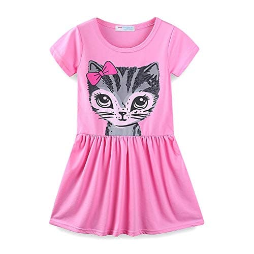 Mud Kingdom Toddler Girls Dresses Summer Clothes Cat Face 3T Pink