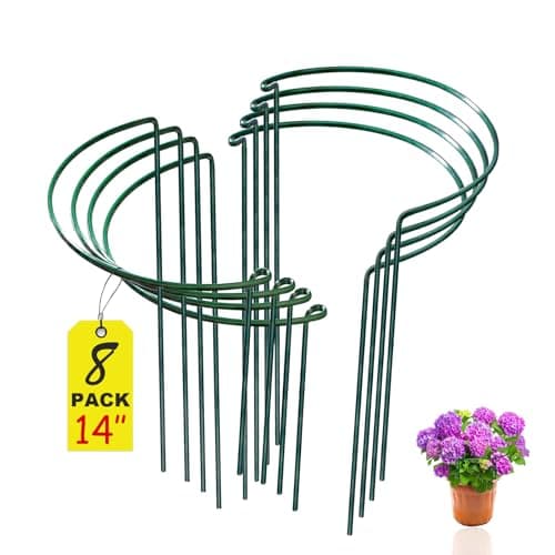 WooWellGoGoGo 8 Pack Snake Plant Support Stakes - Rust-Proof Half Round Peony Stakes and Supports - Ideal for Hydrangeas, Dahlias, ZZ, and More - Indoor and Outdoor Potted Plant Support and Stakes