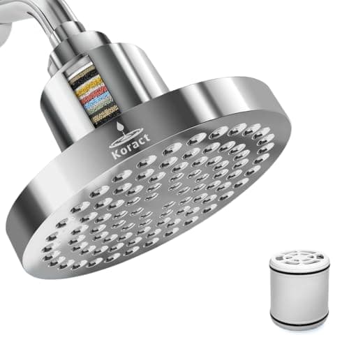 Koract Filtered Shower Head High Pressure Shower Head with Filter for Hard Water Softener - Anti-Clogging Silicone Nozzles Bathroom Adjustable Replacement Rain Showerhead Improve Hair