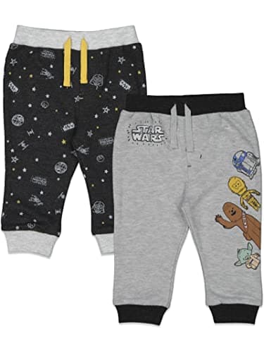 STAR WARS C-3PO Chewbacca Yoda R2-D2 Infant Baby Boys 2 Pack Jogger Pants Chewbacca, Gray 18 Months