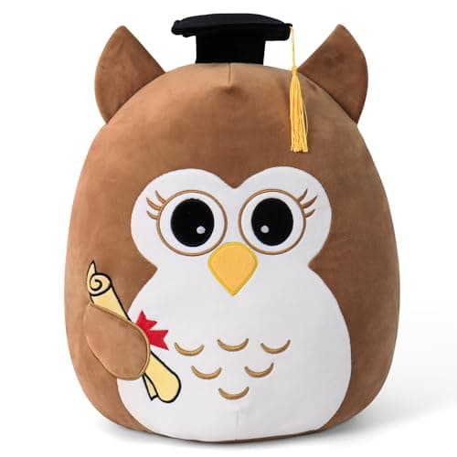 OurHonor 18in Graduation Stuffed Animal with Cap Brown Owl Plush Pillow