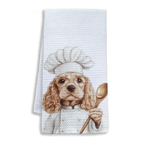 MJYTHNTH Funny Chef Cocker Spaniel Decorative Hand Tea Towels for Kitchen 16x24 Inches, Cocker Spaniel Dog Gifts for Women Men, Gifts for Chef Dog Lovers Kitchen Dish Towels