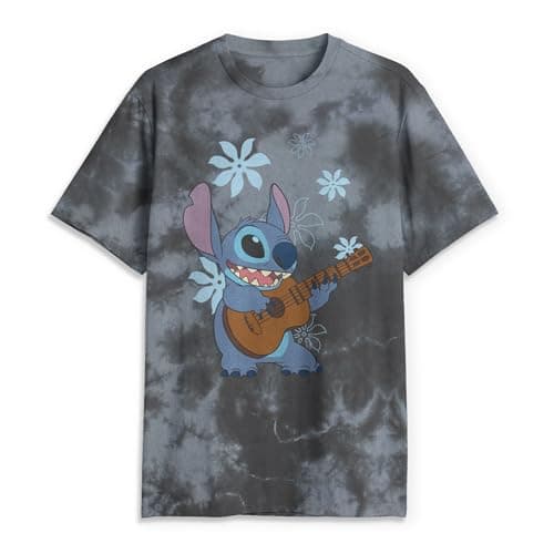 Men's Lilo & Stitch Floral Ukulele Dance T-Shirt - Black/Charcoal - 2X Large