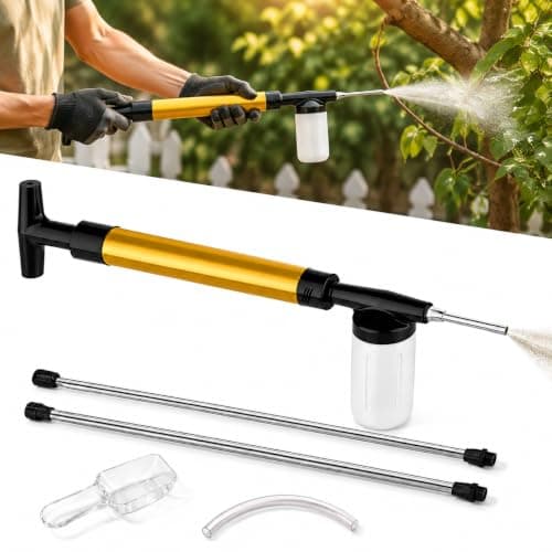 Diatomaceous Earth Powder Duster with 4FT Adjustable Extension Pole, Clog Resistant Metal Core Applicator with Adjustable Output Control, Long Reach Dusting Tool for Garden, Lawn, Indoor & Outdoor