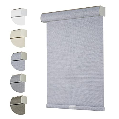 Persilux Free-Stop Cordless 100% Blackout Roller Shades for Window Blinds with Textured Fabric (Bluish Grey, 30" W x 72" H) Thermal Insulated Roller Blinds for Windows Shades for Home, Bedroom, Door