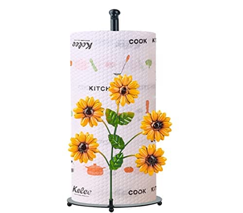 Sunflower Paper Towel Holder Countertop Upgrade Black Paper Towel Holder Stand Kitchen Papertowel Holder Standing Weighted