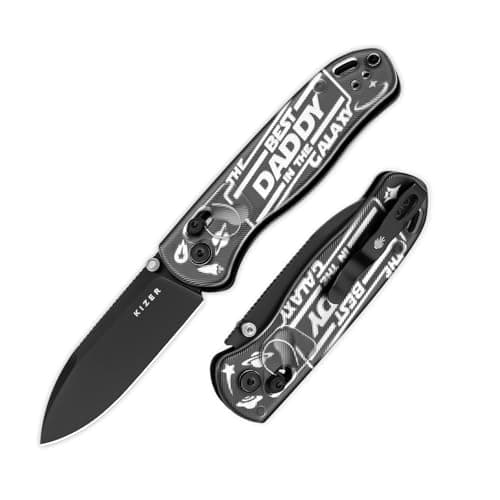 Kizer Drop Bear EDC Pocket Knife, 2.97” Nitro-V Blade Acrylic Handle Folding Knife with Thumb Stud Opener, Clutch Lock EDC Knives for Father Dad Gift V3619A11