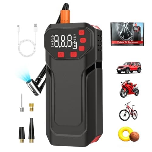 Tire Inflator Portable Air Compressor,5200mAh Cordless Car Air Pump with Digital Pressure Gauge, 150PSI Electric Tire Pump with Auto-Shutoff & LED Light, Type-C Rechargeable Smart Inflation for Car