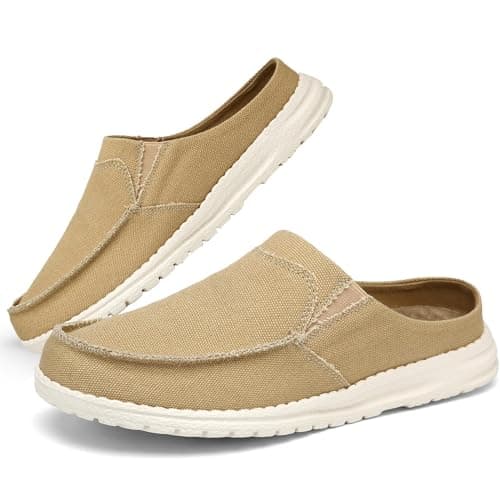 Mishansha Canvas Mules for Women Comfortable Slip on Shoes Men's Women's Indoor Outdoor House Shoes