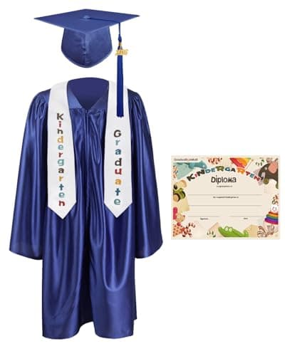 GraduationMall Kindergarten Graduation Cap Gown Stole Package with 2026 Tassel, Certificate Royal Medium 30(3'9"-3'11")
