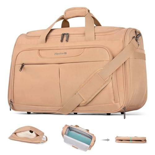 Hanke Carry On luggage Bags for Travel, Large Foldable Duffle Bag for Travel, Softside Lightweight Travel Bag Carry On Bags for Airplanes Women, Travel Tote Bags for Women Men.(Pink)