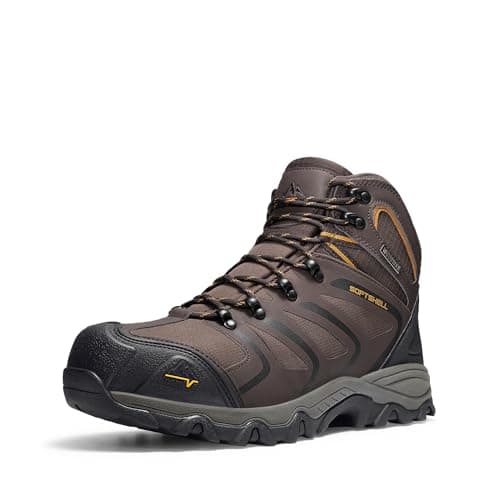 NORTIV 8 Waterproof Work Boots for Men Steel Toe Safety Construction Boots,Size 8W,BROWN/BLACK/TAN,NMUWIB2403