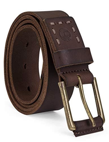 Timberland Men's Casual Leather Belt Classic Men Belt Everyday Belts, Dark Brown, 52