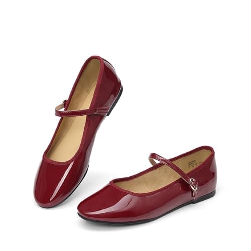 DREAM PAIRS Women's Ballet Flats Mary Jane Shoes, Round Toe Comfortable Dressy Casual Slip-on Work Daily Soft Flat Shoes,Size 6,Burgundy,SDFA2441W