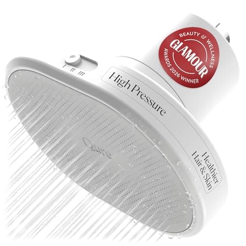 Qure Shower Filter Head for Hard Water, healthier Hair, Skin & Nails, Reduces 99% Chlorine, High Pressure Showerhead, Improve your Beauty and Skincare Routine, Dermatologist-approved - White
