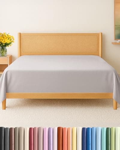 King Size Flat Sheet - Hotel Quality Top Flat Bed Sheet Only - Ultra-Soft, Breathable & Cooling - Fade & Wrinkle Free - Easy-Care, Stain & Shrink Resistant Bedding - Easy-Fit & Oeko-Tex - Light Grey