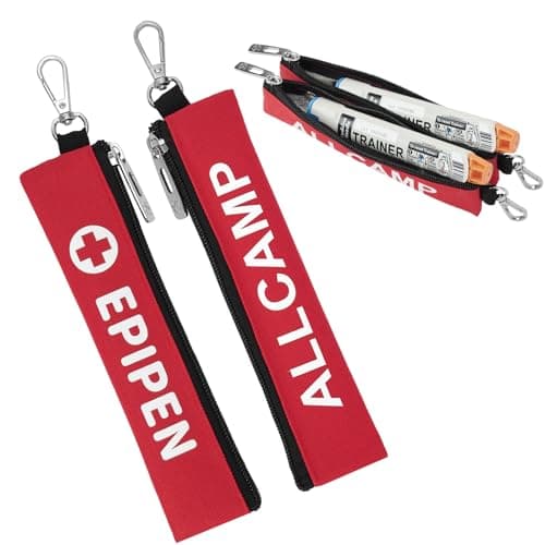 2-Pack EpiPen Carry Case - Insulated & Removable Sleeves with Secure Buckle, Compact Case for Travel, Daily, Sports, Outdoor (Red)