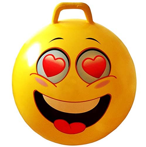 AppleRound Hippity Hoppity Jumping Ball with Pump, Bouncy Ball with Handle, 20in/50cm Diameter for Age 7-10, Kangaroo Bouncer, Space Hopper with Handle for Children, Printed Design (Heart)
