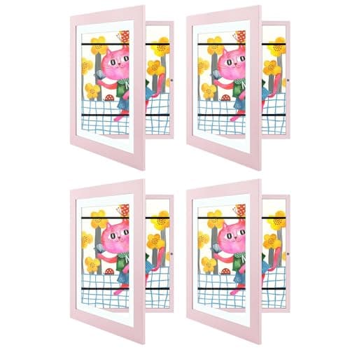 Golden State Art, 8.5x11 Kids Art Frames, Front-Opening Picture Frame Great for Kids Drawings, Artworks, Children Art Projects, Schoolwork, Home or Office (Light Pink, Set of 4)