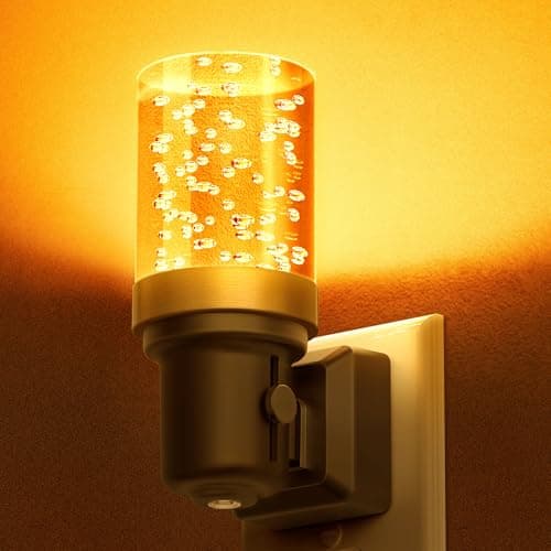 DORESshop LED Night Lights Plug into Wall, Modern Decorative Design Nightlights Plug in, Adjustable Brightness, Dimmable Night Light, Perfect for Adults' Bedroom, Hallway, Bathroom, Amber, 1 Count