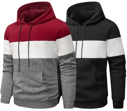 AyeGoo Fleece Hoodies Sweatshirts for Men,2/3 Pack Patchwork Athletic Workout Hooded Pullover With Kangaroo Pocket(M)