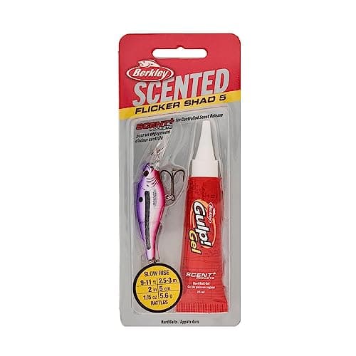 Berkley Scented Flicker Shad Fishing Lure, Firetiger, 3/16 oz, 2in | 5 cm, Size, Profile and Dive Depth Imitates Real Shad, Equipped with Fusion19 Hook